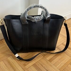 NWT Gap black leather bag with handles & removable crossbody strap. Never used!